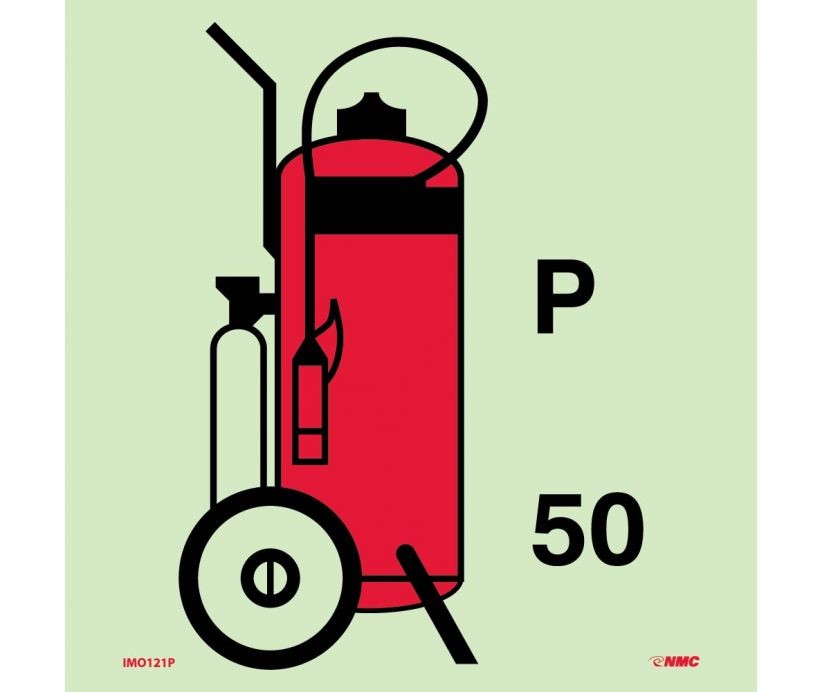 Symbol Fire Extinguisher Powder Wheeled IMO Label (#IMO121)