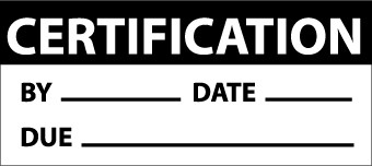 Certification Write-On Inspection Label (#INL5)