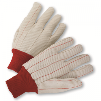 Cotton Corded Double-Palm Gloves Red Knit Wrist (#K81SCNCRI)