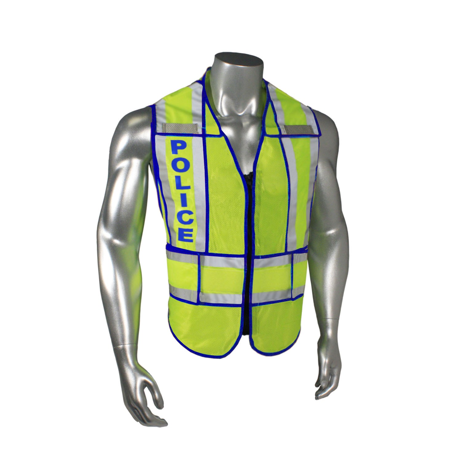 Breakaway 1" Split Police Safety Vest, Blue Trim (#LHV-207-SPT-POL)