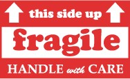 This Side Up Fragile Handle With Care Shipping Label (#LR08AL)