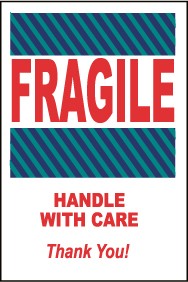 Fragile Handle With Care Thank You! Shipping Label (#LR13AL)