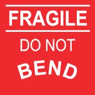 Fragile Do Not Bend Shipping Label (#LR29AL)
