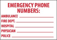 Emergency Phone Numbers: Sign (#M346)