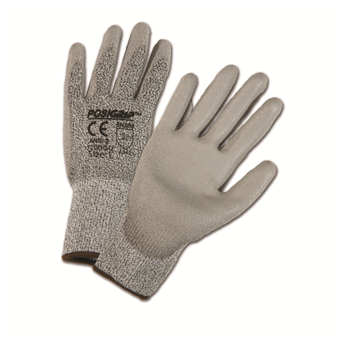 Gray HPPE Fiber/Lycra Gray Shell PU Coated Gloves (#MI720DGU)