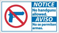 Notice No Handguns Allowed Spanish Sign (#NBA1)