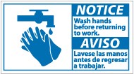 Notice Wash Hands Before Returning To Work Spanish Sign (#NBA8)
