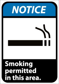 Notice Smoking permitted in this area ANSI Sign (#NGA3)