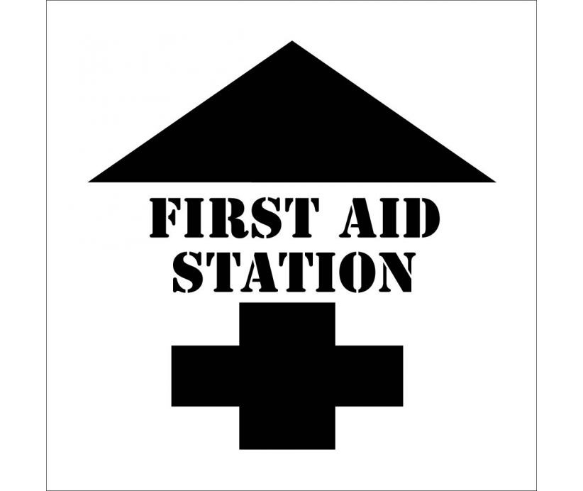 First Aid Station With Arrow Plant Marking Stencil (#PMS206)