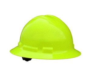 Quartz Full Brim Hard Hat, Hi Viz Green, 6 point ratchet (#QHR6-GREEN-HI-VIZ)