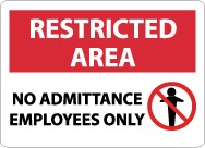 Restricted Area No Admittance Employees Only Sign (#RA16)