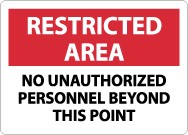 Restricted Area No Unauthorized Personnel Beyond This Point Sign (#RA22)