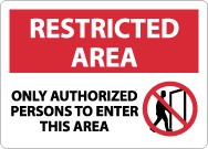 Restricted Area Only Authorized Persons To Enter This Area Sign (#RA24)