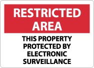 Restricted Area This Property Protected By Electronic Surveillance Sign (#RA28)