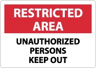Restricted Area Unauthorized Persons Keep Out Sign (#RA29)