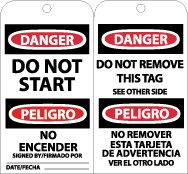 Danger Do Not Start Bilingual Tag (#RPT103)