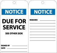Notice Due For Service See Other Side Tag (#RPT107)