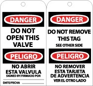 Danger Do Not Open This Valve Bilingual Tag (#RPT151)