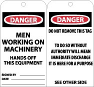 Danger Men Working On Machinery Hands Off This Equipment Tag (#RPT31)