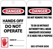 Danger Hands Off Do Not Operate Tag (#RPT33)