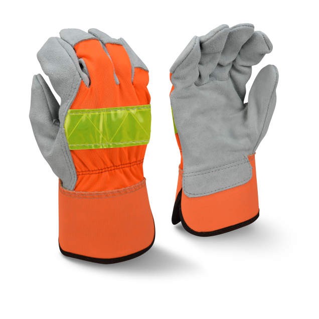 Radians RWG3200HV High Visibility Regular Shoulder Gray Split Cowhide Leather Palm Glove (#RWG3200HV)