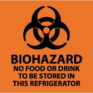 Biohazard No Food Or Drink To Be Stored In This Refrigerator Safety Label (#S71AP)