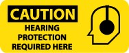 Caution Hearing Protection Required Here Pictorial Sign (#SA118)