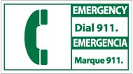 Emergency Dial 911 Spanish Sign (#SFA3)