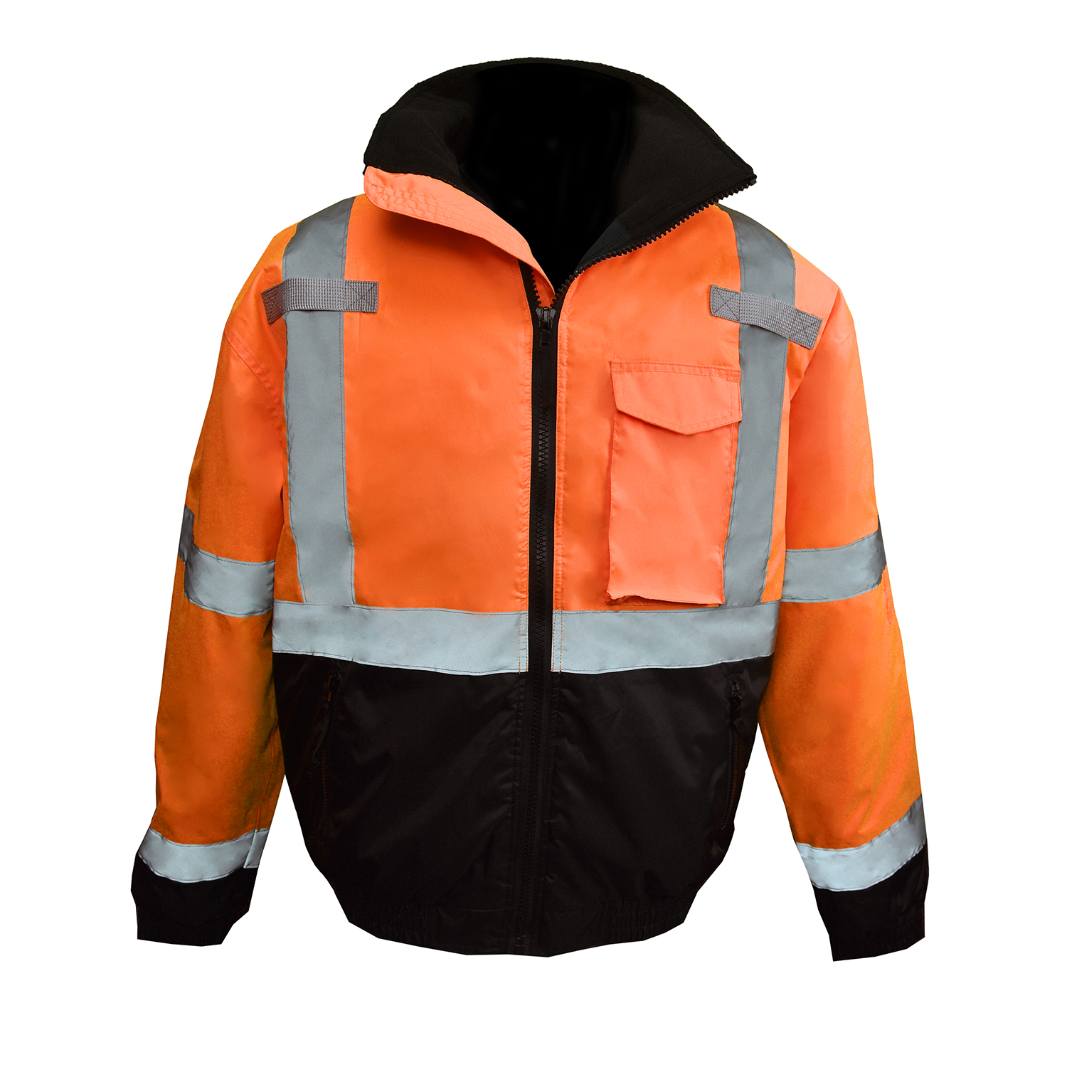 Class 3 Hi-Viz Weatherproof Bomber Jacket with Quilted Built-in Liner (#SJ11QB-3ZOS)