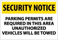 Security Notice Parking Permits Are Required In This Area… Sign (#SN24)