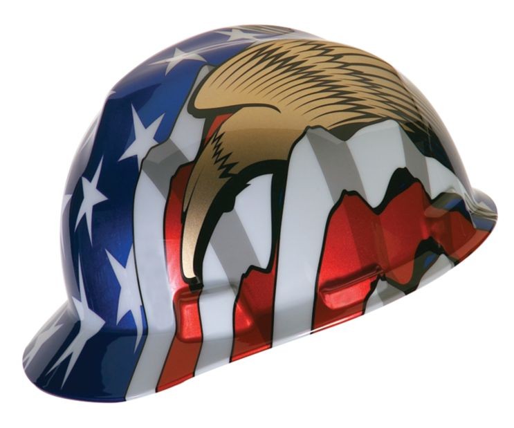 MSA American Flag with 2 Eagles V-Gard Protective Cap (#10052947)