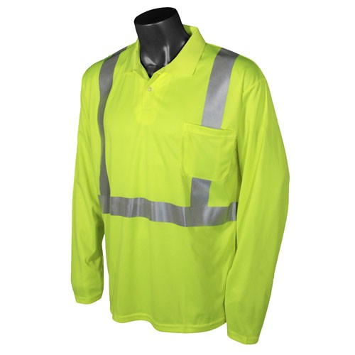 Class 2 Hi-Viz Safety Long Sleeve Polo, green (#ST22-2PGS)