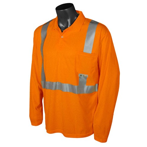 Class 2 Hi-Viz Safety Long Sleeve Polo, orange (#ST22-2POS)