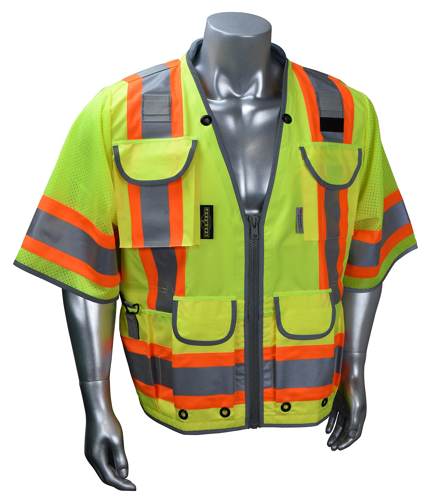 CLASS 3 HEAVY WOVEN TWO TONE ENGINEER VEST, green (#SV55-3ZGD)