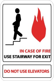 In Case Of Fire Use Stairway For Exit Do Not Use Elevators Sign (#SV61)
