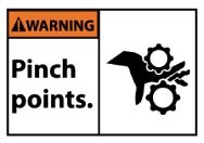 Warning Pinch points. Machine Label (#WGA32AP)