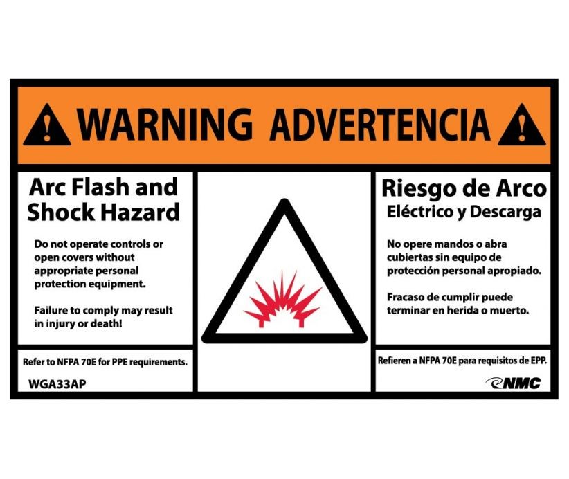Arc Flash Warning Label (#WGA33AP)