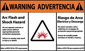 Arc Flash Warning Label (#WGA34AP)