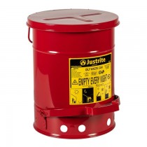 Justrite Foot-Operated Self-Closing Cover Oily Waste Can, 6 Gallon, Red (#09100)