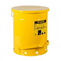Justrite Foot-Operated Self-Closing Cover Oily Waste Can, 14 Gallon, Yellow (#09501)