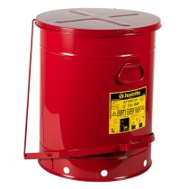 Justrite Foot-Operated Self-Closing Soundgard Cover Oily Waste Can, 21 Gallon, Red (#09708)