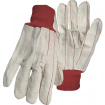 PIP® Cotton/Polyester Double Palm Glove with Nap-In Finish - Red Knit Wrist  (#1JC28013R)