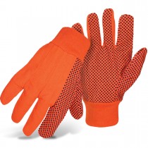 PIP® Fluorescent Corded Canvas Glove with PVC Dotted Grip on Palm, Thumb and Index Finger - 10 oz. Single Palm  (#1JP5010F)