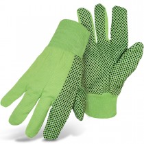 PIP® Fluorescent Corded Canvas Glove with PVC Dotted Grip on Palm, Thumb and Index Finger - 10 oz. Single Palm  (#1JP5010N)