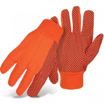 PIP® Fluorescent Corded Canvas Glove with PVC Dotted Grip on Palm, Thumb and Index Finger - 10 oz. Double Palm  (#1JP5110F)