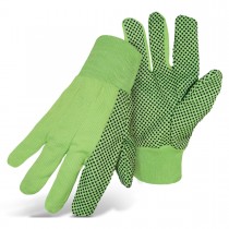 PIP® Fluorescent Corded Canvas Glove with PVC Dotted Grip on Palm, Thumb and Index Finger - 10 oz. Double Palm  (#1JP5110N)