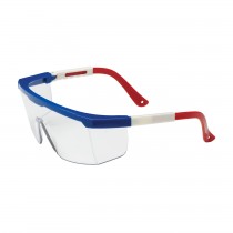 Hi-Voltage ARC™ Semi-Rimless Safety Glasses with Red / White / Blue Frame, Clear Lens and Anti-Scratch Coating  (#250-24-0300)