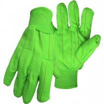 PIP® Hi-Vis Polyester/Cotton Corded Double Palm Glove with Nap-In Finish - Knit Wrist  (#30PCN)