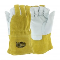 Ironcat® Top Grain Goatskin Leather Mig Welder's Glove with Split Cowhide Leather Back and Kevlar® Stitching - Split Leather Gauntlet Cuff  (#6143)