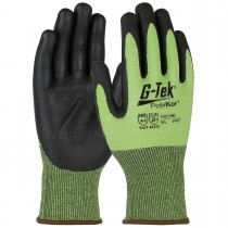 G-Tek® PolyKor® Hi-Vis Seamless Knit Polykor Blended Glove with Nitrile Foam Coated Grip on Palm & Fingers  (#705CGNF)